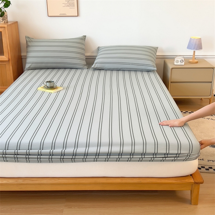 91家纺网 家纺一手货源 找家纺 多品 2024新款水洗棉皱皱纱单品床笠 律动