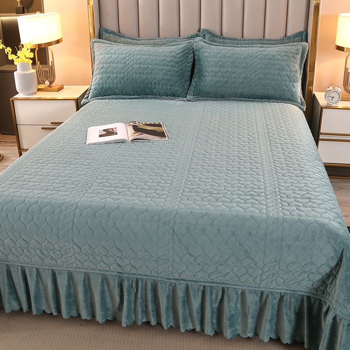 91家纺网 家纺一手货源 找家纺 芸锦豪 2024新款宝宝绒床盖 豆青