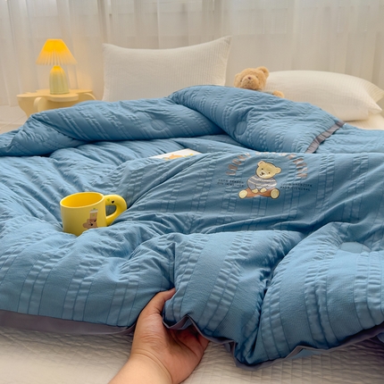 91家纺网 家纺一手货源 找家纺 U被家纺 2025新款云棉学生冬被-小熊系列 小熊-蓝