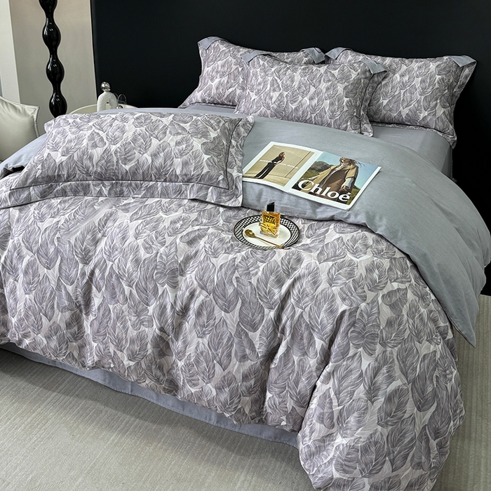 91家纺网 家纺一手货源 找家纺 2024新款A类全棉磨毛数码印花系列四件套 如伊灰