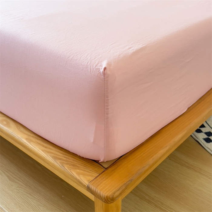 91家纺网 家纺一手货源 找家纺 多品 2024新款水洗棉皱皱纱单品床笠 栗子粉