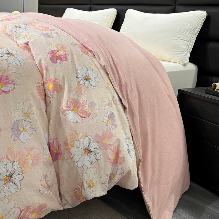 91家纺网 家纺一手货源 找家纺 2024新款A类全棉磨毛数码印花系列单被套 双花飘香