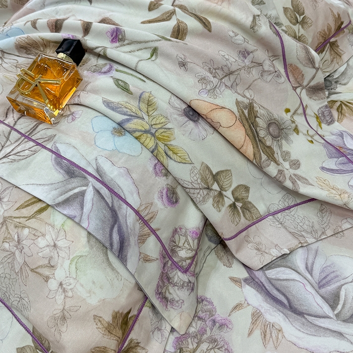 91家纺网 家纺一手货源 找家纺 2024新款A类全棉磨毛数码印花系列四件套 热恋花季灰