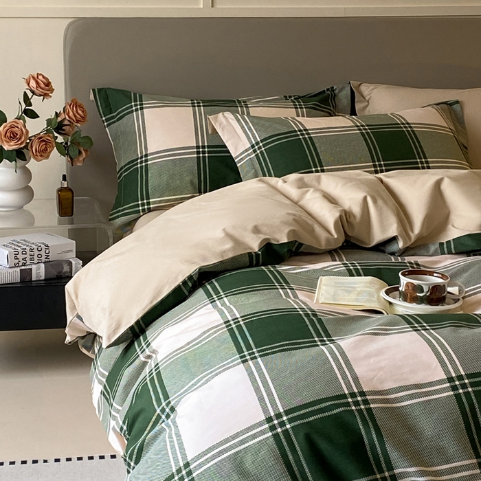 91家纺网 家纺一手货源 找家纺 涵宸家纺 2024新款亲肤全棉磨毛印花四件套--芬兰系列 半山松石