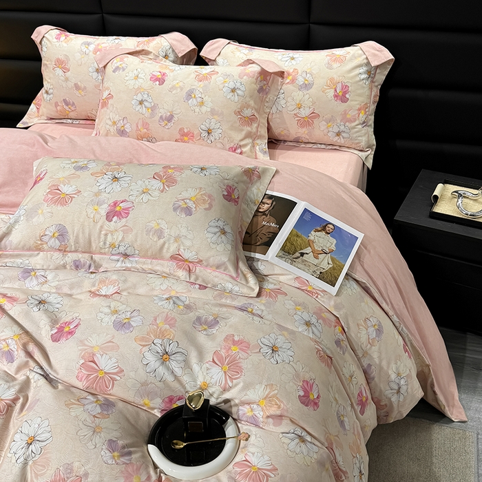 91家纺网 家纺一手货源 找家纺 2024新款A类全棉磨毛数码印花系列四件套 双花飘香