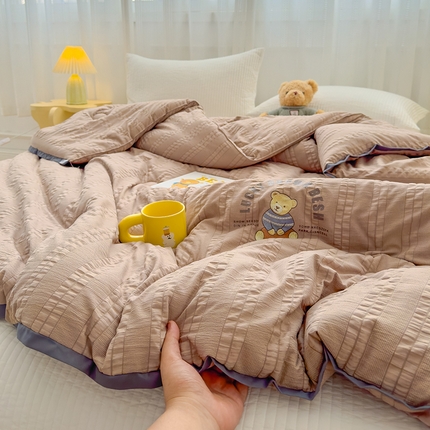 91家纺网 家纺一手货源 找家纺 U被家纺 2025新款云棉学生冬被-小熊系列 小熊-蓝