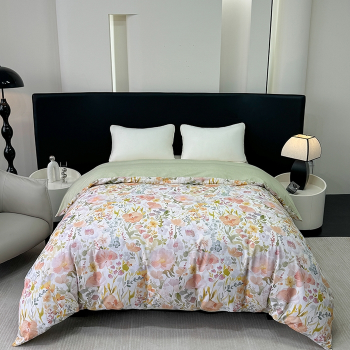 91家纺网 家纺一手货源 找家纺 2024新款A类全棉磨毛数码印花系列单被套 春日油彩米