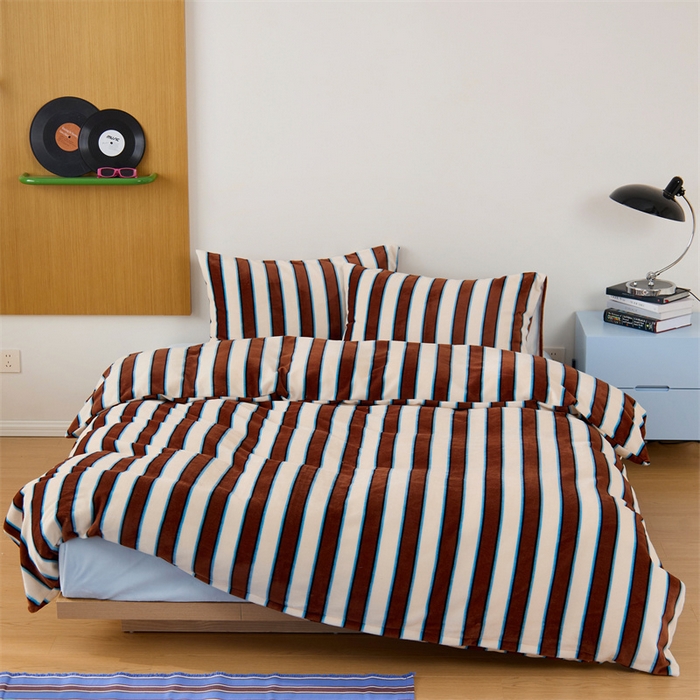 91家纺网 家纺一手货源 找家纺 呗旺鹿 2024新款小红书爆款牛奶绒印花四件套 海盐