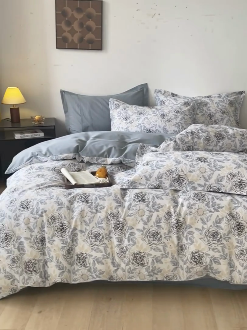 91家纺网 家纺一手货源 找家纺 涵宸家纺 2024新款亲肤全棉磨毛印花四件套--芬兰系列 月下蔷薇