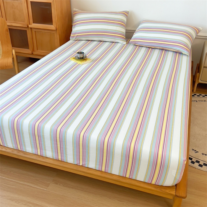 91家纺网 家纺一手货源 找家纺 多品 2024新款水洗棉皱皱纱单品床笠 焦糖甜心