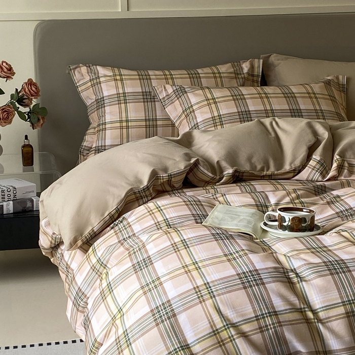 91家纺网 家纺一手货源 找家纺 涵宸家纺 2024新款亲肤全棉磨毛印花四件套--芬兰系列 冻柠茶