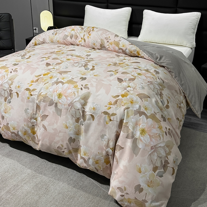 91家纺网 家纺一手货源 找家纺 2024新款A类全棉磨毛数码印花系列单被套 凤穿牡丹