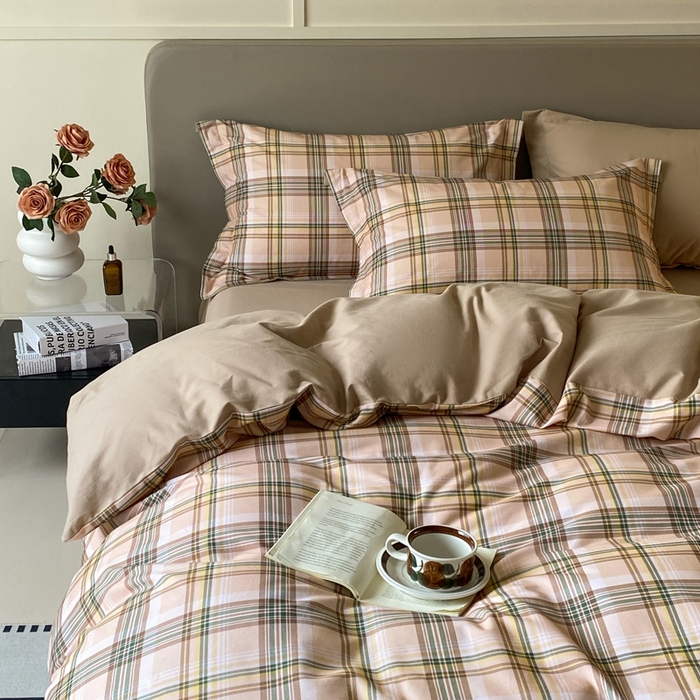 91家纺网 家纺一手货源 找家纺 涵宸家纺 2024新款亲肤全棉磨毛印花四件套--芬兰系列 冻柠茶