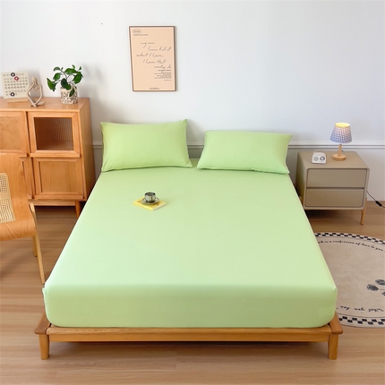 91家纺网 家纺一手货源 找家纺 多品 2024新款水洗棉皱皱纱单品床笠 奶绿