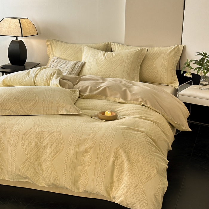 91家纺网 家纺一手货源 找家纺 涵宸家纺 2024新款亲肤全棉磨毛印花四件套--芬兰系列 绛纱米