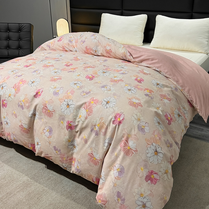 91家纺网 家纺一手货源 找家纺 2024新款A类全棉磨毛数码印花系列单被套 双花飘香