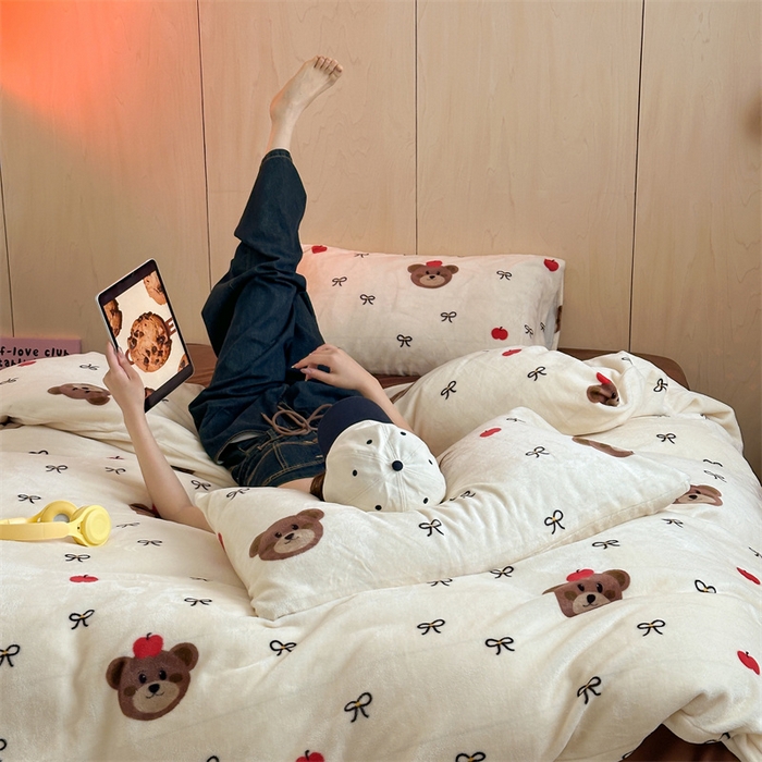 91家纺网 家纺一手货源 找家纺 （总）呗旺鹿 2024新款小红书爆款牛奶绒印花四件套