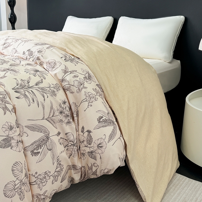 91家纺网 家纺一手货源 找家纺 2024新款A类全棉磨毛数码印花系列单被套 叶舒