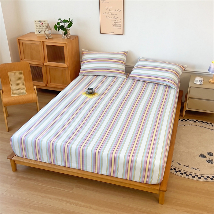 91家纺网 家纺一手货源 找家纺 多品 2024新款水洗棉皱皱纱单品床笠 焦糖甜心