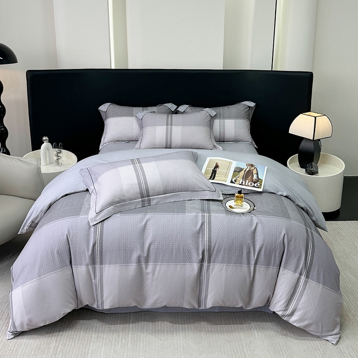 91家纺网 家纺一手货源 找家纺 2024新款A类全棉磨毛数码印花系列四件套 杰弗里灰