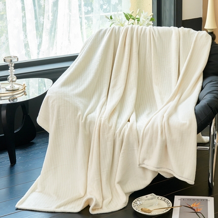 云锦 2024新款320克全消光云貂绒毛毯 奶油白
