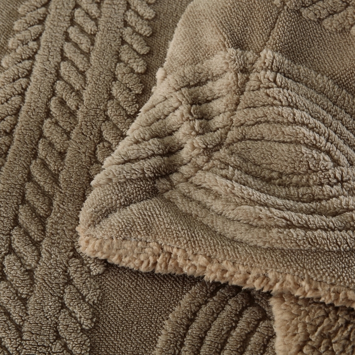 91家纺网 家纺一手货源 找家纺 巴木赫 2024新款8字配色双层羊羔绒毛毯 深棕