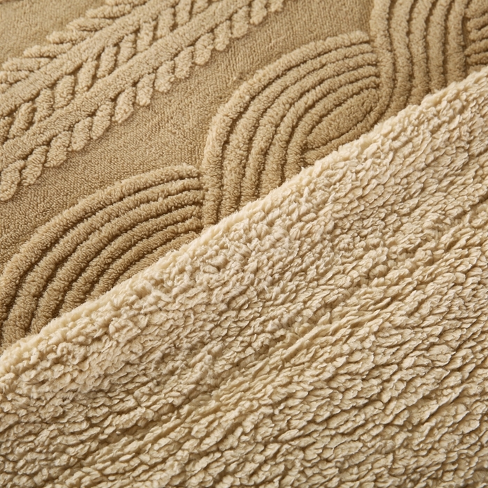 91家纺网 家纺一手货源 找家纺 巴木赫 2024新款8字配色双层羊羔绒毛毯 浅黄