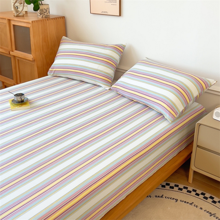 91家纺网 家纺一手货源 找家纺 多品 2024新款水洗棉皱皱纱单品床笠 焦糖甜心