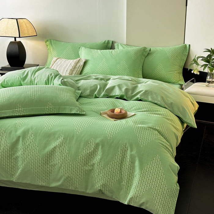 91家纺网 家纺一手货源 找家纺 涵宸家纺 2024新款亲肤全棉磨毛印花四件套--芬兰系列 留月-绿