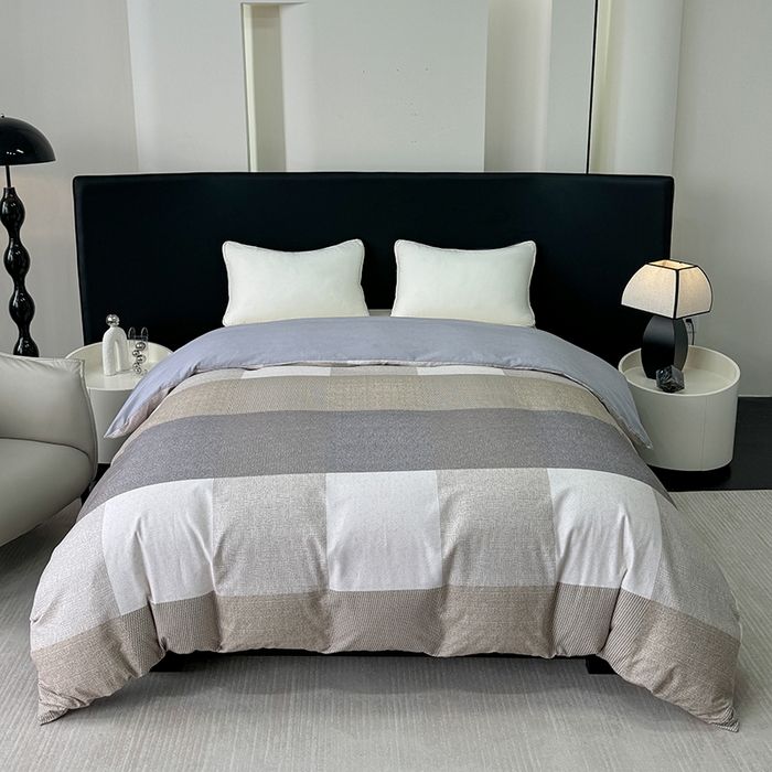 91家纺网 家纺一手货源 找家纺 2024新款A类全棉磨毛数码印花系列单被套 杰弗里黄灰