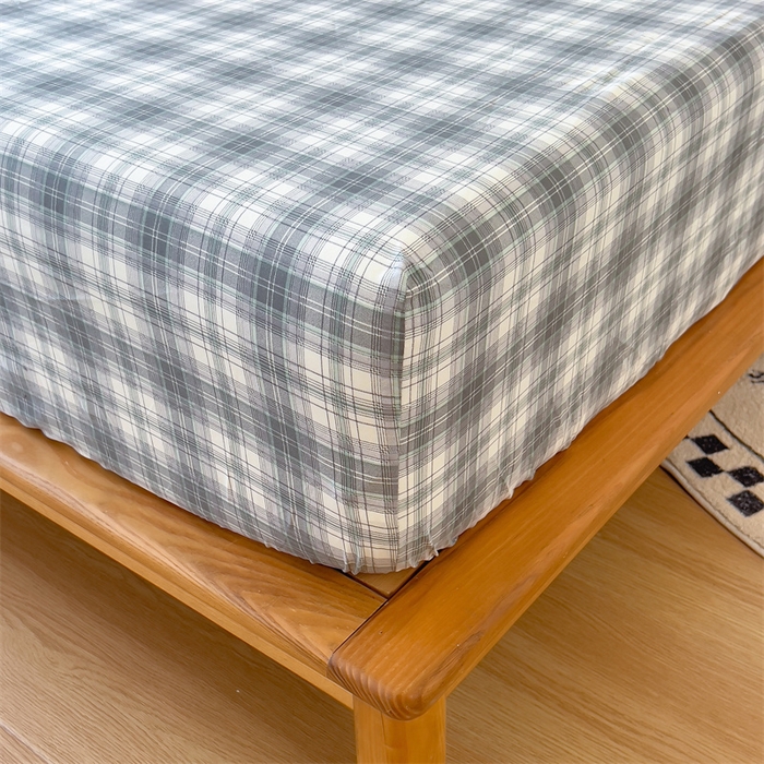 91家纺网 家纺一手货源 找家纺 多品 2024新款水洗棉皱皱纱单品床笠 简约格