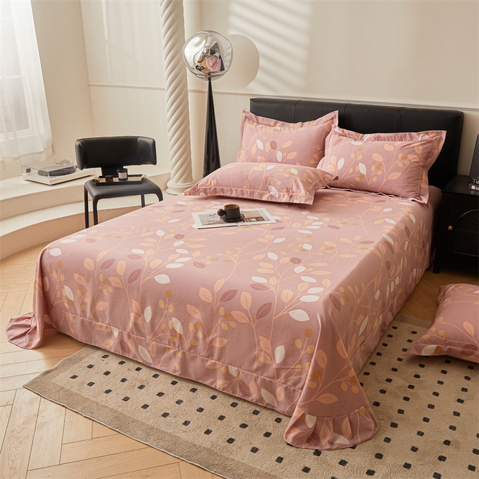 91家纺网 家纺一手货源 找家纺 缦彩 （支持一件定制）2024新款全棉被套加厚生态磨毛学生单被套纯棉被罩 温温晨语-粉