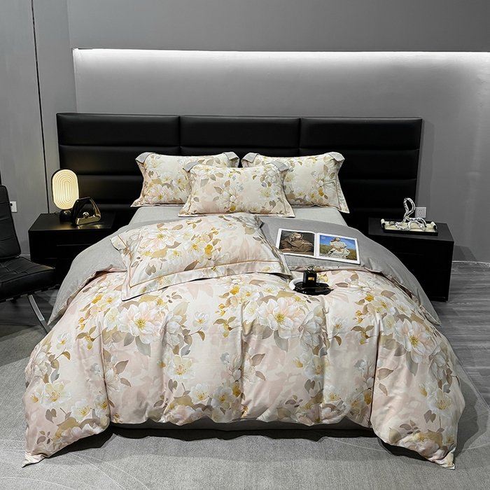 91家纺网 家纺一手货源 找家纺 2024新款A类全棉磨毛数码印花系列四件套 凤穿牡丹