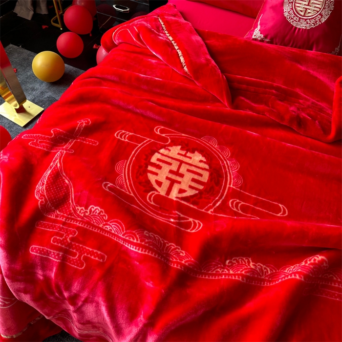 91家纺网 家纺一手货源 找家纺 （总）2024新款婚庆双层高密云毛毯毯子