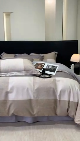 91家纺网 家纺一手货源 找家纺 2024新款A类全棉磨毛数码印花系列四件套 彼斯堡咖