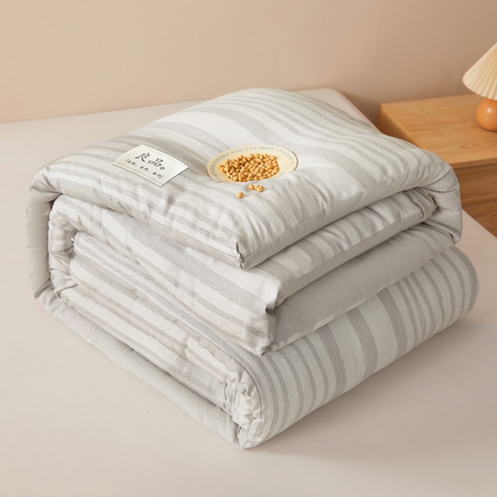 91家纺网 家纺一手货源 找家纺 荔禾家居 2024新款A类色拉绒无印贴标款大豆被子被芯 良品-浅云灰