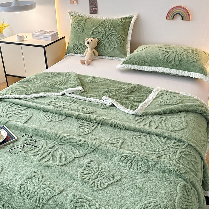 91家纺网 家纺一手货源 找家纺 （总）芸锦豪 2024新款蝴蝶提花毛毯包边款