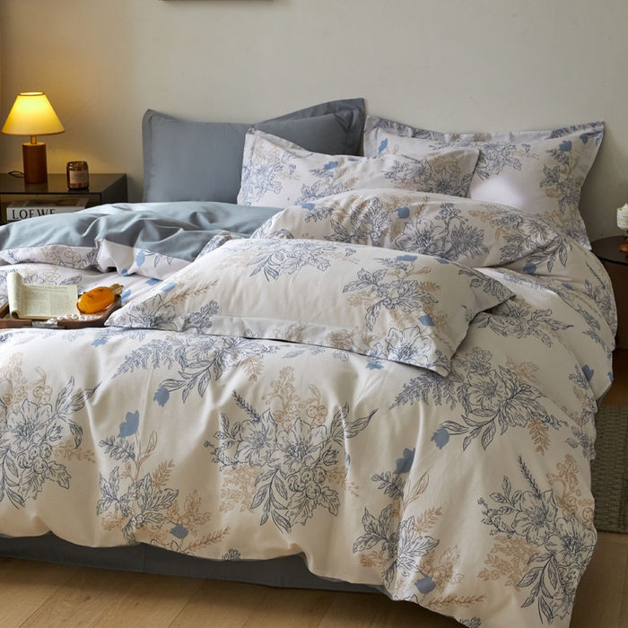 91家纺网 家纺一手货源 找家纺 涵宸家纺 2024新款亲肤全棉磨毛印花四件套--芬兰系列 1蓝调