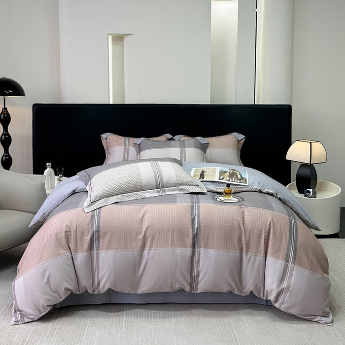 91家纺网 家纺一手货源 找家纺 2024新款A类全棉磨毛数码印花系列四件套 彼斯堡咖