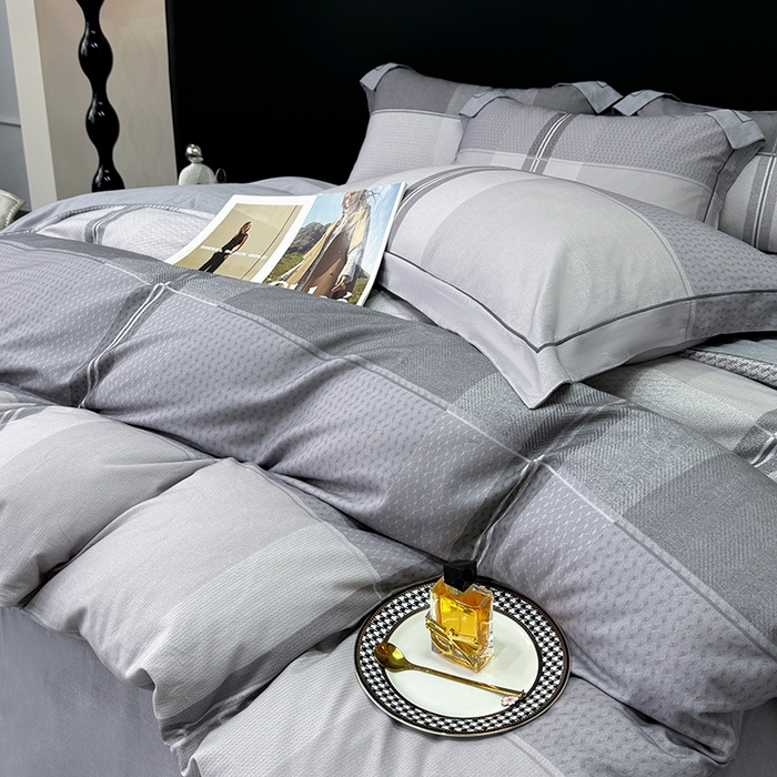 91家纺网 家纺一手货源 找家纺 2024新款A类全棉磨毛数码印花系列四件套 杰弗里灰