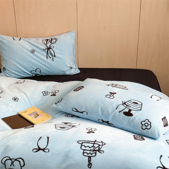 91家纺网 家纺一手货源 找家纺 呗旺鹿 2024新款小红书爆款牛奶绒印花四件套 静语