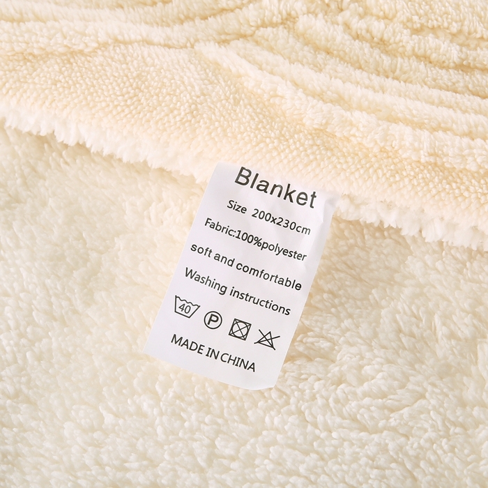 91家纺网 家纺一手货源 找家纺 巴木赫 2024新款8字配色双层羊羔绒毛毯 白色