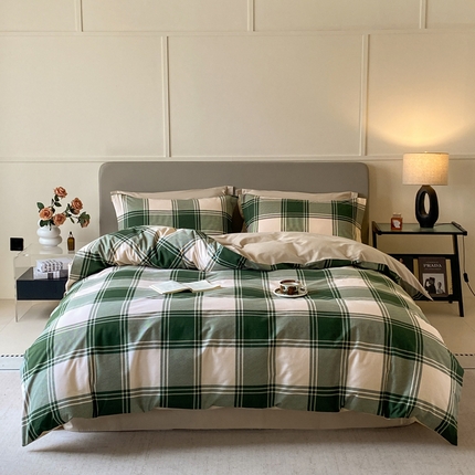 涵宸家纺 2024新款亲肤全棉磨毛印花四件套--芬兰系列 半山松石