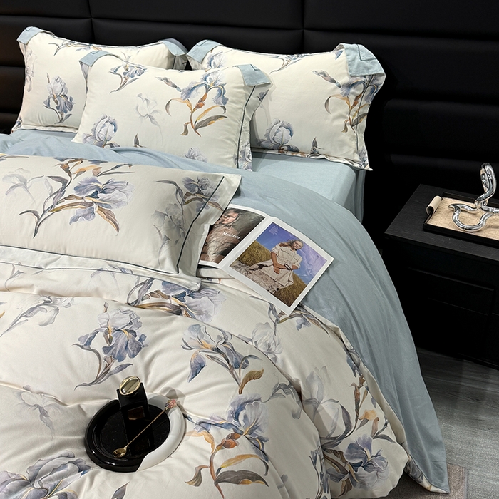 91家纺网 家纺一手货源 找家纺 2024新款A类全棉磨毛数码印花系列四件套 思瑾