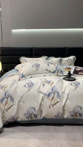 91家纺网 家纺一手货源 找家纺 2024新款A类全棉磨毛数码印花系列四件套 思瑾