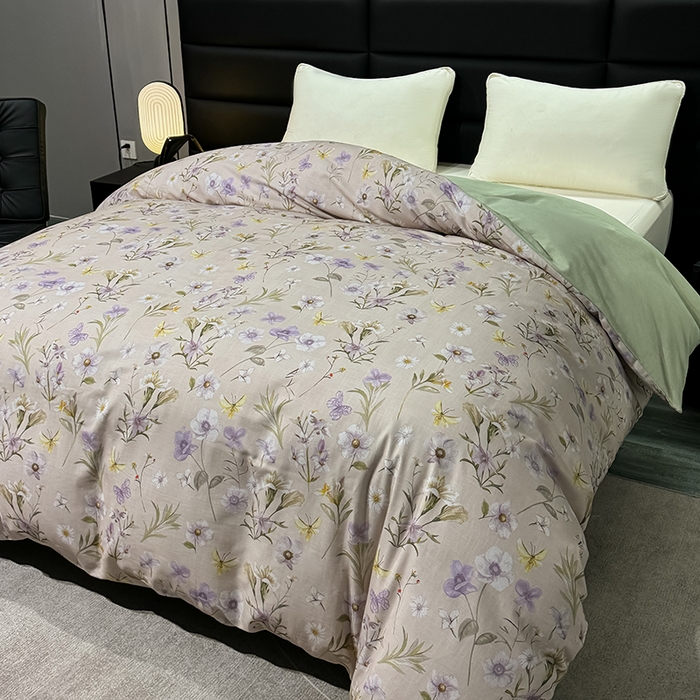 91家纺网 家纺一手货源 找家纺 2024新款A类全棉磨毛数码印花系列单被套 唯有暗香灰