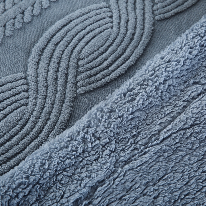 91家纺网 家纺一手货源 找家纺 巴木赫 2024新款8字配色双层羊羔绒毛毯 蓝色