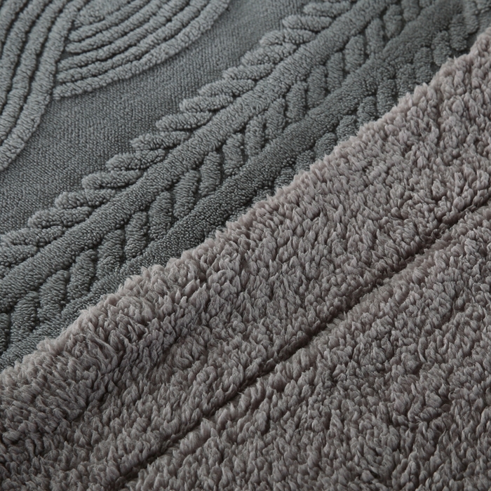 91家纺网 家纺一手货源 找家纺 巴木赫 2024新款8字配色双层羊羔绒毛毯 深灰