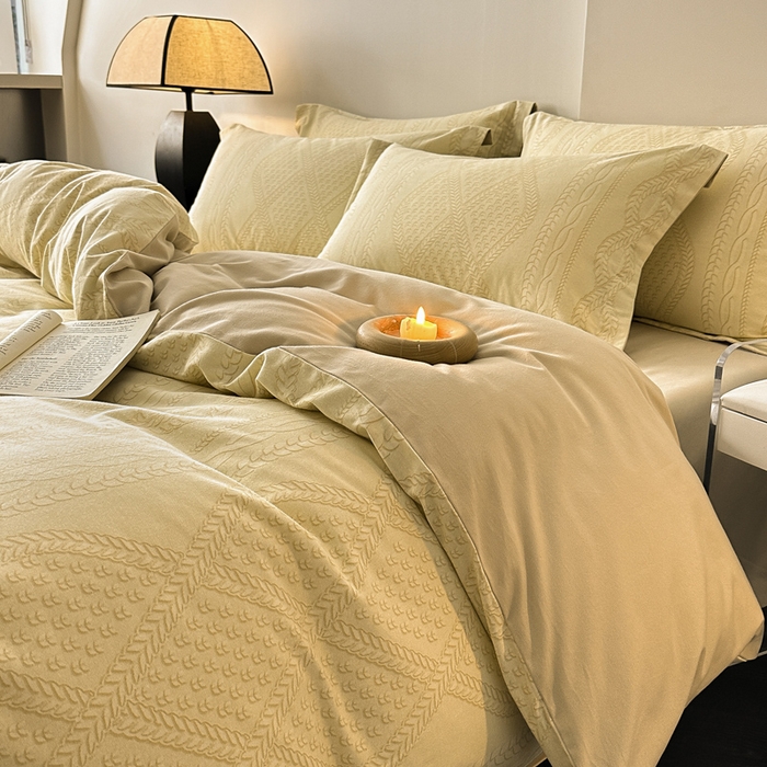 91家纺网 家纺一手货源 找家纺 涵宸家纺 2024新款亲肤全棉磨毛印花四件套--芬兰系列 绛纱米