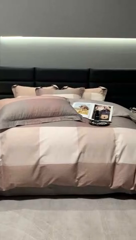 91家纺网 家纺一手货源 找家纺 2024新款A类全棉磨毛数码印花系列四件套 杰弗里咖